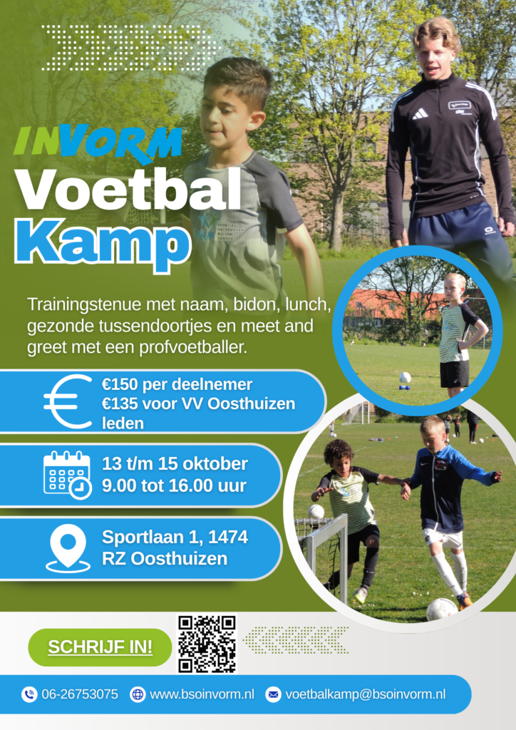 Aankondiging voetbalkamp BSO In Vorm bij VV Oosthuizen